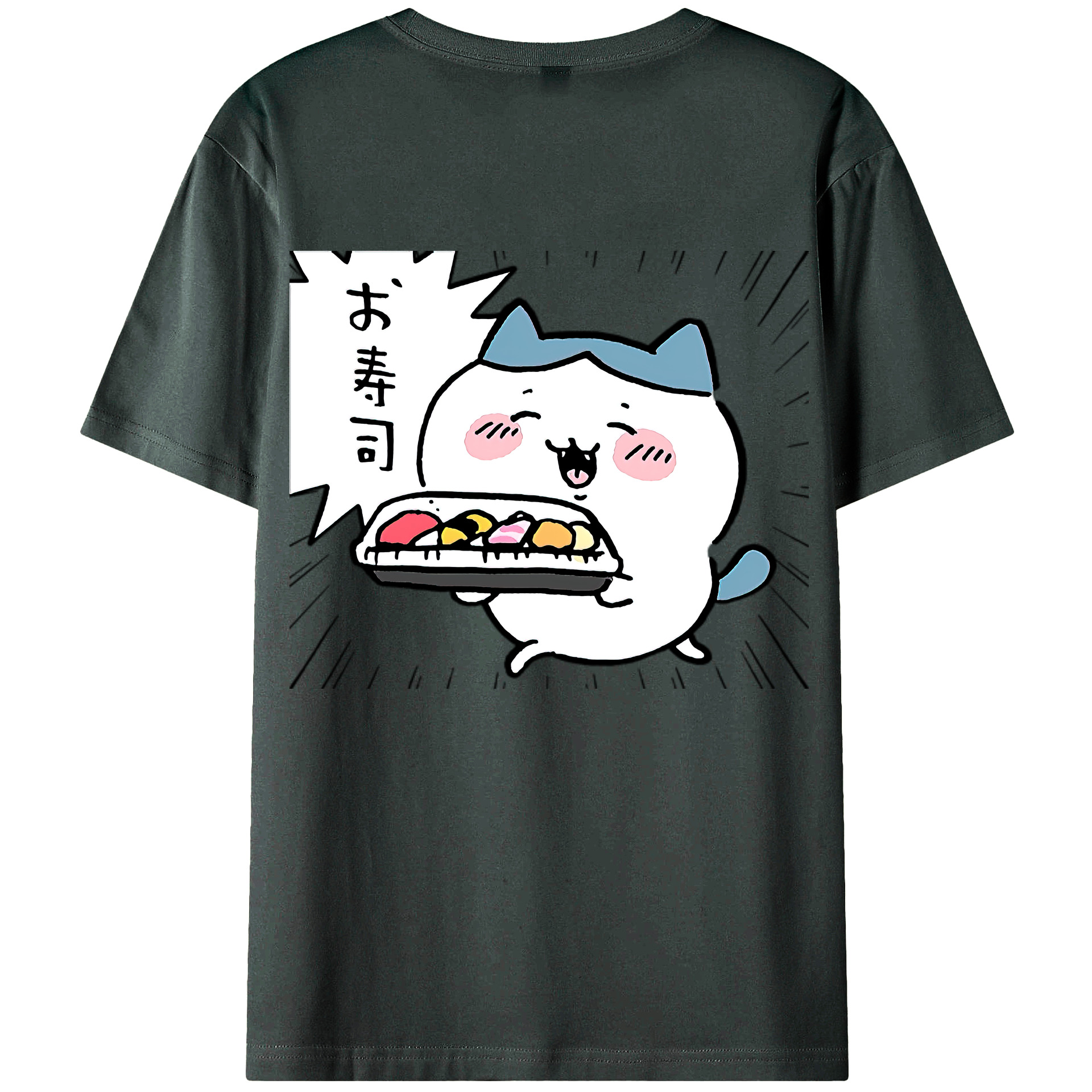 （画像用） ちいかわ ハチワレ Chii-kawa hachiware 綿100％ メンズ半袖Tシャツ（バックプリント） 通気性